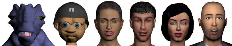 2.1. VIRTUAL HUMAN ANIMATION 9 Figure 2.3: Facial expressions based on the MPEG-4 standard applied on different 3D models [44]. mum Perceptible Action [60].