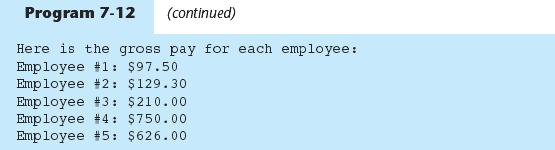 Parallel Array Example The hours and payrate