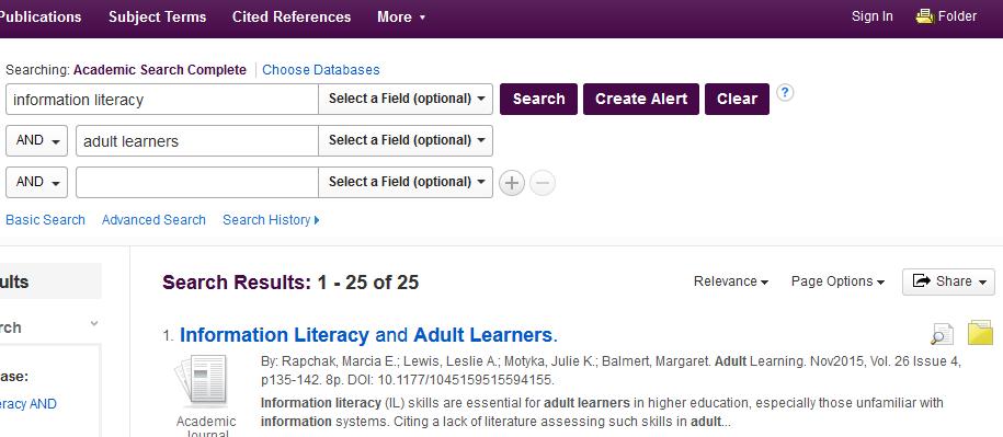 Direct import from Ebsco databases such as CINAHL and Education Source Carry out your search.