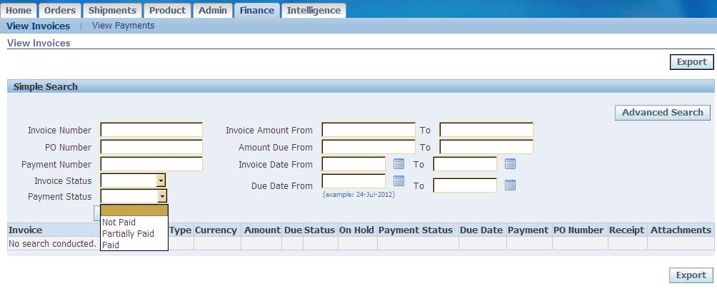 7 Finance Tab From this tab you can look up payment information by