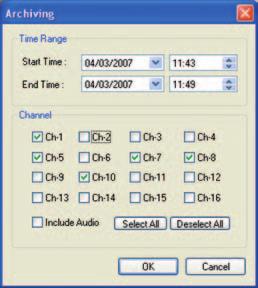 REMOTE CLIENT PLAYBACK CONTROLS ARCHIVING FOOTAGE Pre-recorded footage on a VXM4 can be archived to the local PC hard disk.