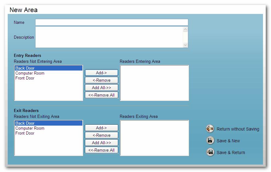 30 WebBrix tab to locate an area. To edit an existing area, click the name of the area. To create a new area, click the New Area link at the bottom of the APB Areas screen.