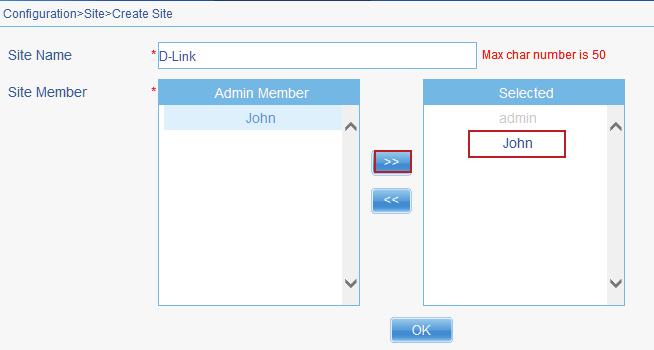 Figure 2-13 Add Front Desk Account to Site (Step 2) Navigate to Configuration > Site (D-Link) > Network (HQ) and click the Modify icon ( ).