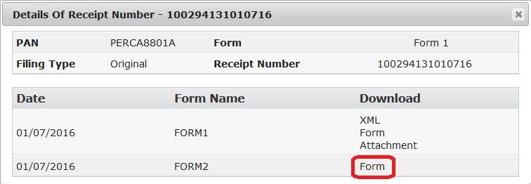After successful submission of Form 2, the Action column under View Forms (Income Declaration Scheme, 2016) will be updated as Awaiting Form 3 form Assesse. By clicking on the Receipt No.