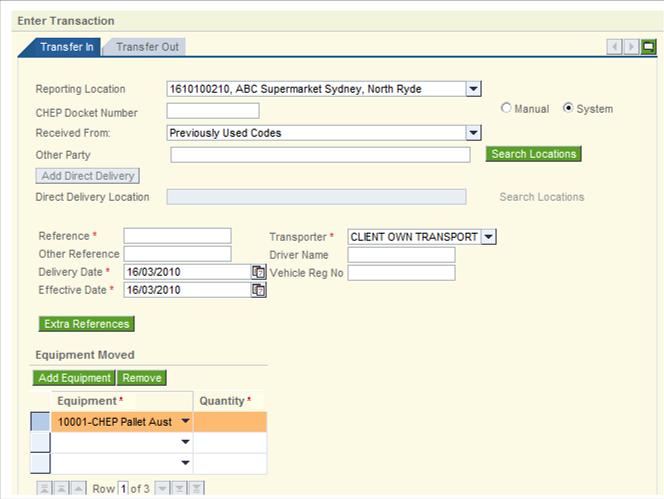 4.1 Enter a transfer in Overview This topic details the procedure for entering a transfer in.