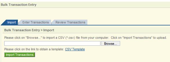 4.3 Download a CSV template Overview This topic details the procedure for downloading a Comma Separated Values (CSV) template for capturing offline transactions.