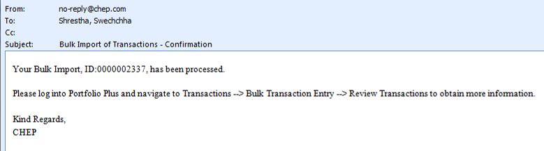 4.5 Enter bulk transactions, continued Step Action 8 Click the Submit for Processing button. Result: The clean transactions will be assigned a Bulk ID and submitted for processing.