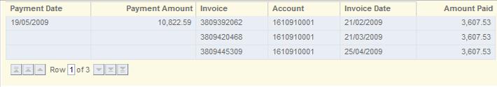 Invoice Account Invoice Date Amount Paid Description Date payment was made Total payment amount