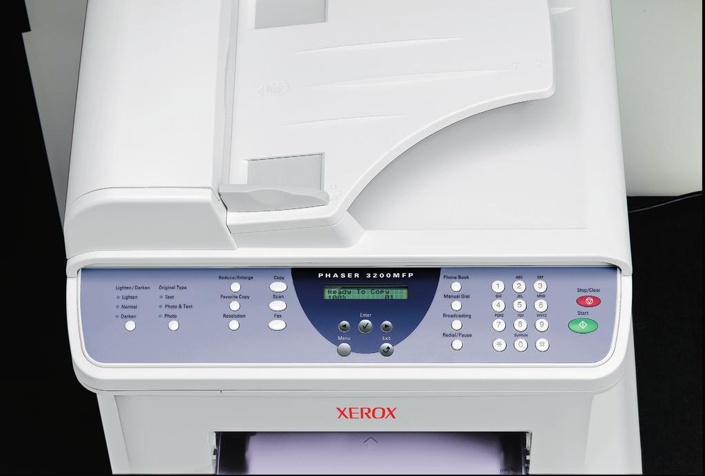 Ease of Use The front panel interface on the Phaser 3200MFP offers simple access to copy, scan, fax and administration features.