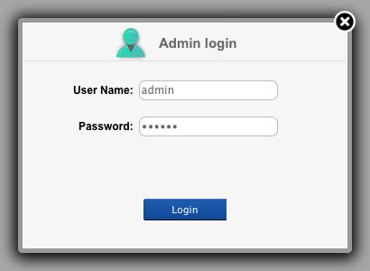 4. When the login window appears, enter your username (admin) and password (hamlet), then click Login.