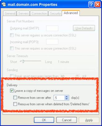 3.2 Outlook Express 3.2.1 POP3 setup on Outlook Express If you are downloading emails from your server to your Outlook Express using POP3, please check if you have leave copy of messages on the
