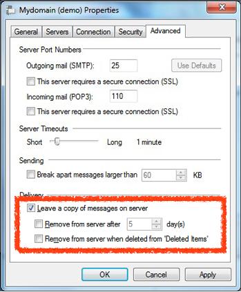 3.3 Windows Live Mail 3.3.1 POP3 setup on Windows Live Mail If you are downloading emails from your server to your Windows Live Mail using POP3, please check if you have leave copy of messages on the