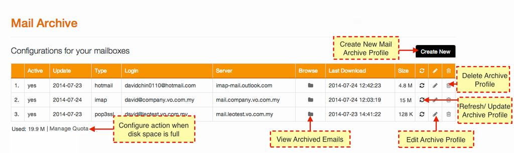 2.0 e-storage Mail Archive 2.1 Introduction e-storage Mail Archive is an email archive solution that captures and retains email messages of any individual email address as configured by the user.