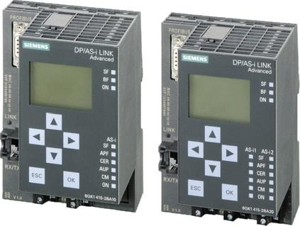 Routers Siemens AG 01 DP/AS-i LINK Advanced DP/AS-i LINK Advanced The DP/AS-i LINK Advanced is a compact router between PROFIBUS (DP Slave) and, with the following features: Single and double master