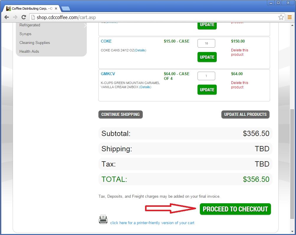 STEP 5: PROCEED TO CHECKOUT Edit quantities of ordered products if you wish, then scroll all the way to the bottom of the