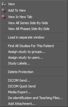 Loading Options You can select multiple studies and series by pressing Shift or Ctrl while selecting them with the mouse.