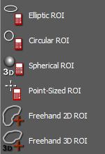 ROI Measurements With the ROI (Region of Interest) measurement tools, you can measure the density (e.g. HU for CTs) of the underlying image.