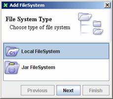 To begin, click on the Add Filesystem button. Highlight the option Local Filesystem and click on Next.