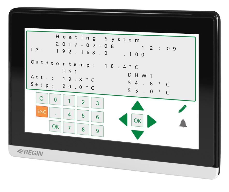 For use with with Regin s EXOproducts The display can be used together with Regin s controllers EXOcompact, EXOclever and EXOdos, and the software tool EXOdesigner.