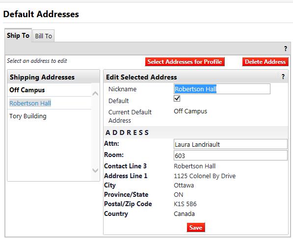 Chapter 2: My Profile To make an existing shipping address your default, choose from the options under SHIPPING