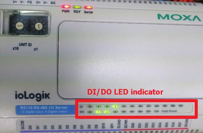7. Communication Test 7.1. Monitor / Modify Test 7.1.1. Modify the DO data and check if the LED indicators on the iologik R2110 have changed.