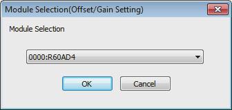 Access to the offset/gain setting window in the engineering tool to set the offset and gain 