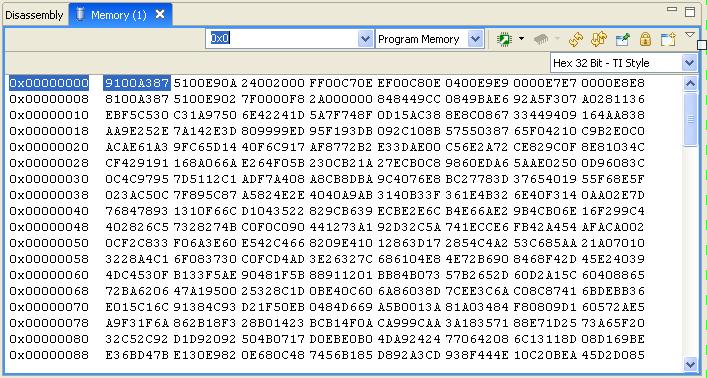 The Memory Window Address Selection: Enter text or use menu for recently used values Memory Selection: - Program - Data -