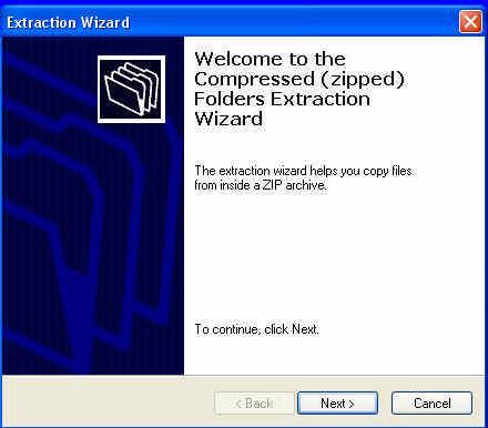 (Picture B6) This brings up the Extraction Wizard folder
