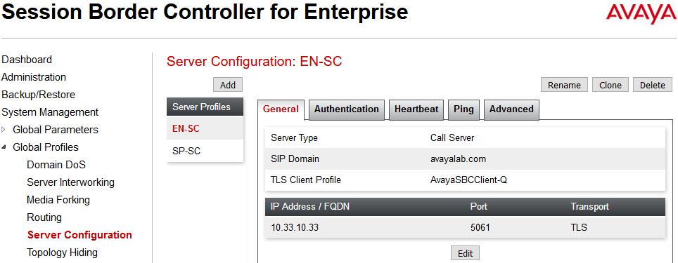 Server Configuration for EN Server Configuration named EN-SC created for EN is discussed in detail below.