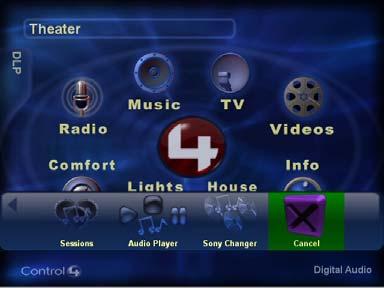 4. Use the right arrow on the System Remote Control to scroll and view the remaining items on the Music option bar (such as the following example). 5. Highlight an option, then press Select.