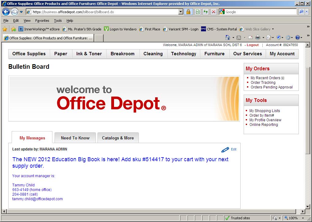by Office Depot to advise users of future updates.
