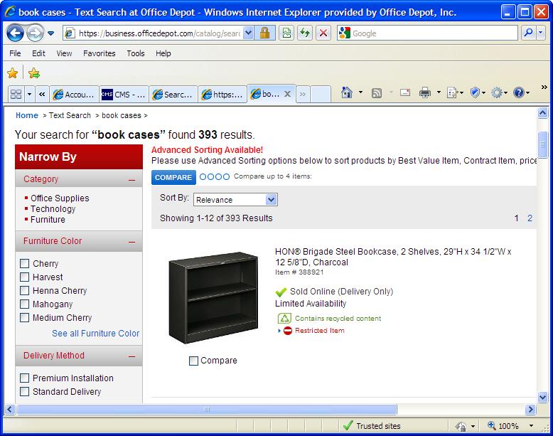 Browsing the Catalog Browsing the website enables the user to narrow the search to specific items. 1) From the Home & Browse page, select a category to browse.