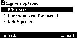 Users can sign in using a username-password combination or by using the Cloud PBX Web option.