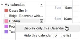 All-day events have their own section above the main calendar. Show and hide calendars To hide a calendar, click the colored box next to its title.