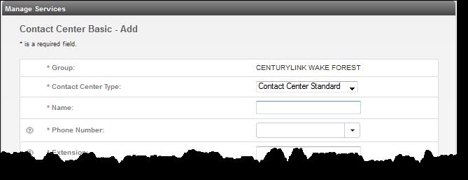 15. To program a Contact Center Standard queue, select Contact Center Standard from the Control Center Type drop down list: Note: Continue selecting options that are similar to the Contact Center