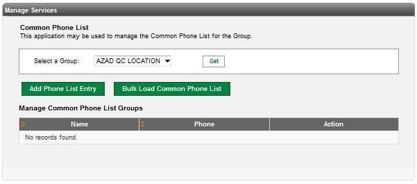 From the drop down list, select the Group you wish to add a Common Phone List to. 4. Click on the Get button. 5.