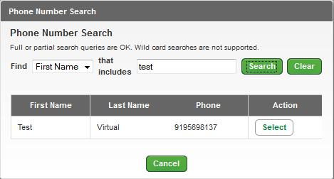 All seats matching your search criteria will be displayed. 17. Click the Select button for the user you wish to add to your device. 18.