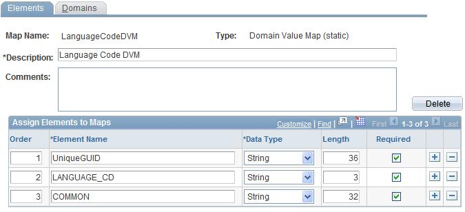 Appendix A Application Integration Framework Example Domain value map for language code To add the domains: 1. Select the Domains page. The UniqueGUID domain appears. 2.