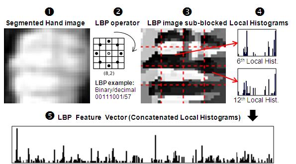 6 Local Binary Pattern based features for Sign Language Recognition Fig. 2. LBP feature vector forming with 58 LBPs the rest of them is assigned to an extra bin.