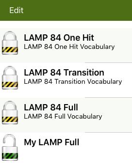 Deleting a Vocabulary File 1. From the home page of the vocabulary file, tap Vocab. 2. Tap Choose New Vocab. 3. Tap Edit. 4.