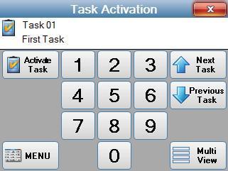 8 task buttons are displayed on the screen at once. Each task button displays the task number and task name. To activate the task, press the required task button.