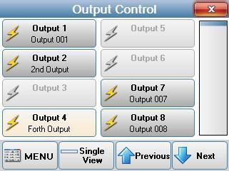 Output Control The Output Control screen will be displayed when Output Control is selected from the Automation window.