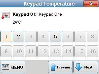 Keypad Temperature If your M1 system includes KP1 Model keypads, which includes a Temperature Sensor, the temperature of these keypads can be displayed on the Navigator keypad.