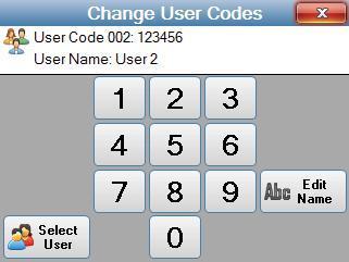 Change User Codes (Requires Master Level User Code) Once the user to be edited is selected press the Change code to change the users code that will be used to Arm / Disarm your System, or Edit Name