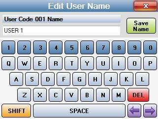 To change the users name allocated with the user code select