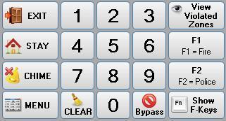 On the main screen is a numeric keypad along with several other buttons.