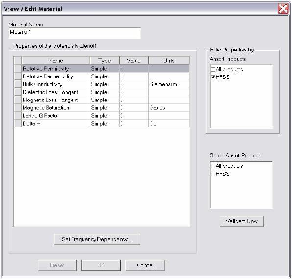11 Fig (4): Material Selection. 10.1 User Defined Project Material To define a custom material click the Add Material button from the material definition window. The following dialog will appear.