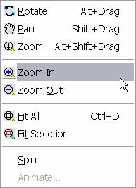 12 11.2 Context Menu Right click in the graphics area and select the menu item View and choose from the options outlined in the Toolbar section.