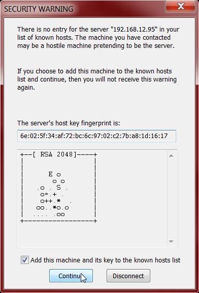 VS-10XX-F, VS-11XX-F, VS-12XX-F FASTstart Guide 15 Note: If you select SSH, the following window will pop