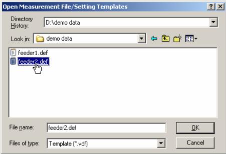 Navigate to the PQ Analyze CD-ROM and select one of the stored measurements in the "demo data" folder.